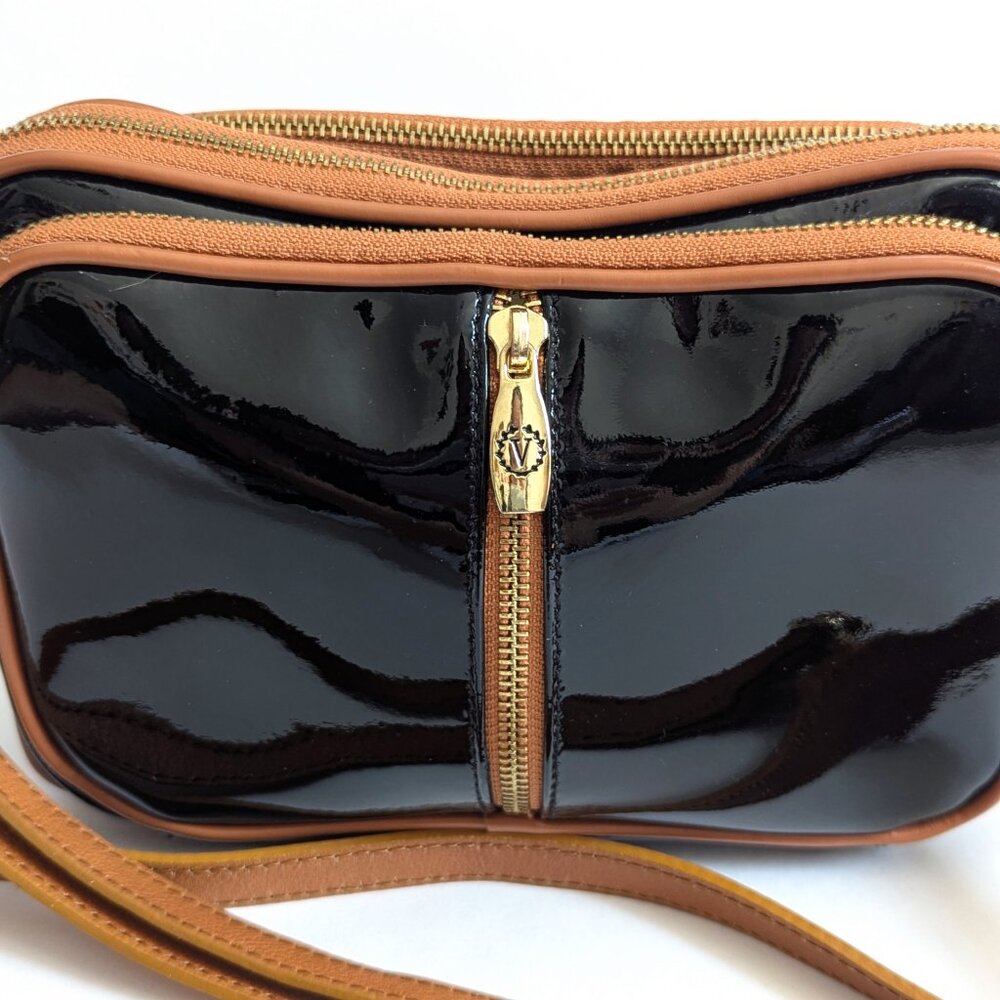 Valentina Black Patent Leather Crossbody Purse Bag - Picture 4 of 12